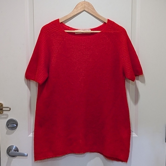 Zara Sweaters - EUC Zara Knit M Bright Red Mohair Wool Blend Knit Tee